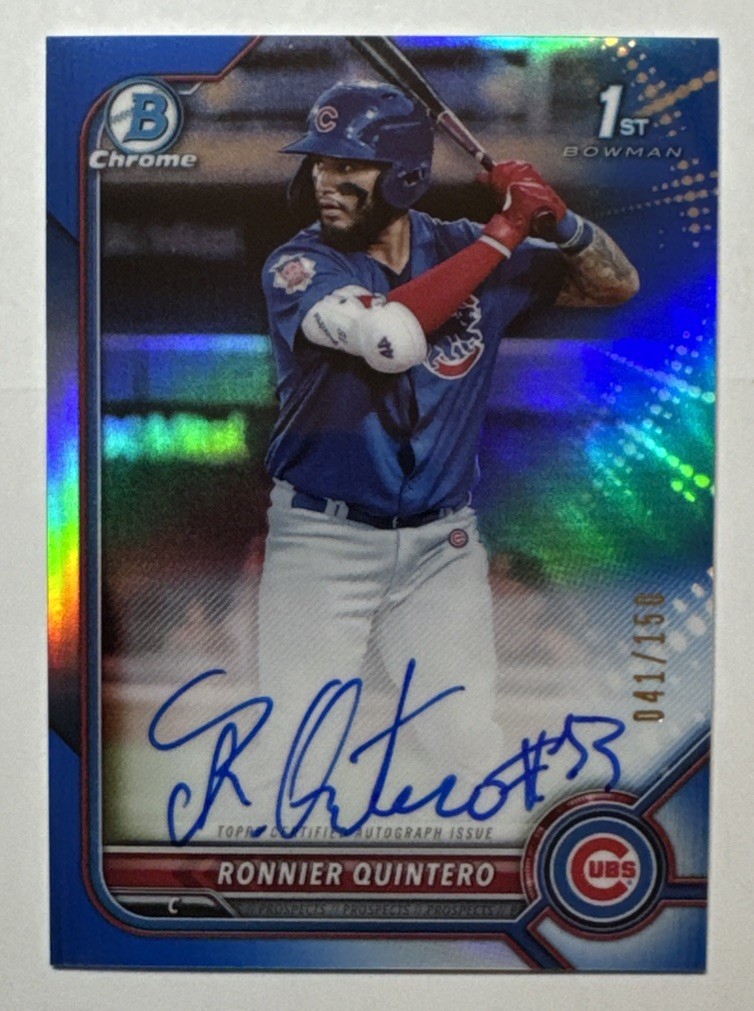 Ronnier Quintero 2022 Bowman Chrome RC Rookie Auto 1st 41/150 Blue Refractor