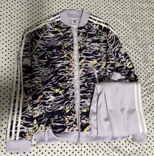 Adidas Purple Multicolored 13-14Y Large Track Jacket and 8-10Y Pants Set