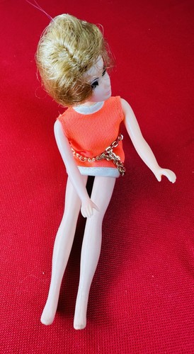 Vintage 1970 Topper Dawn Jessica Doll Original Orange Go Go Outfit Retro Disco - Picture 3 of 4