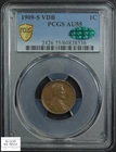 1909 S VDB Lincoln Wheat Copper Cent 1C PCGS AU 55 CAC