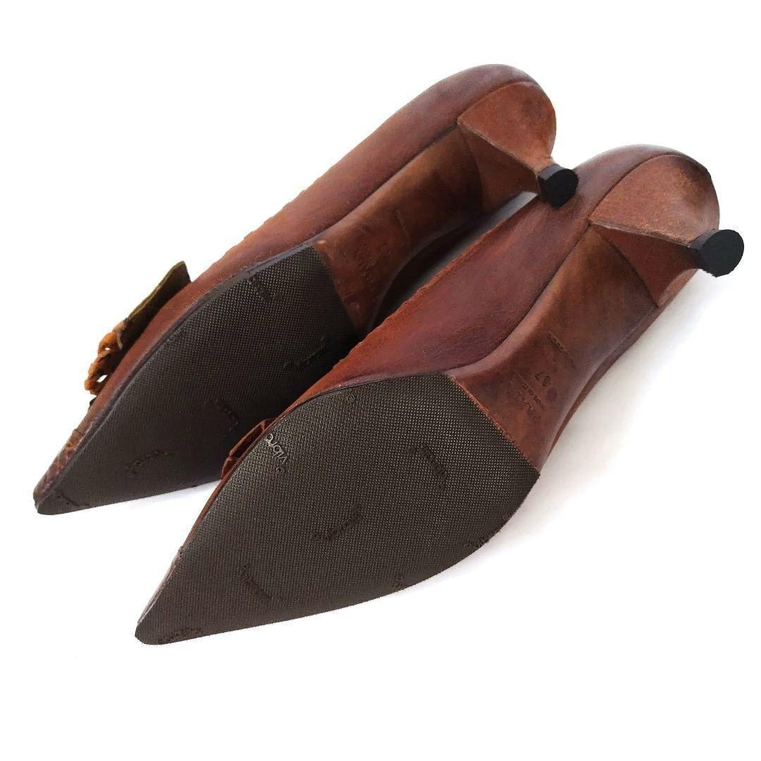 PRADA Leather Flower Patchwork Mid Heels Size: 7 … - image 9