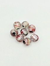25mm Glass Lampwork Round Beads Peppermint  8 beads 
