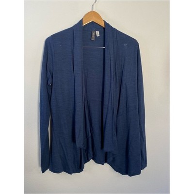Ibex 100% Merino Wool Cardigan Sweater Blue Women's Medium