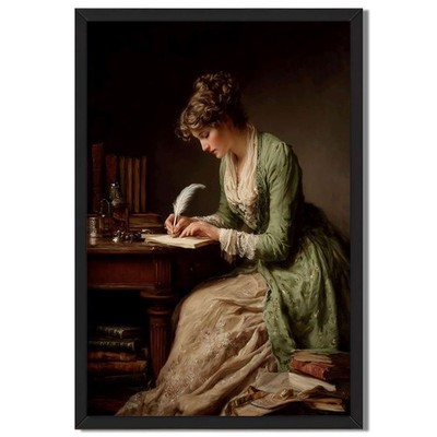 Lady Writing at Desk Wall Art Canvas Oil Paintings Reproduction