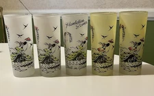 5 Vintage Libbey Cocktail Frosted Southern Belle Glass Collins Victorian 6.5"