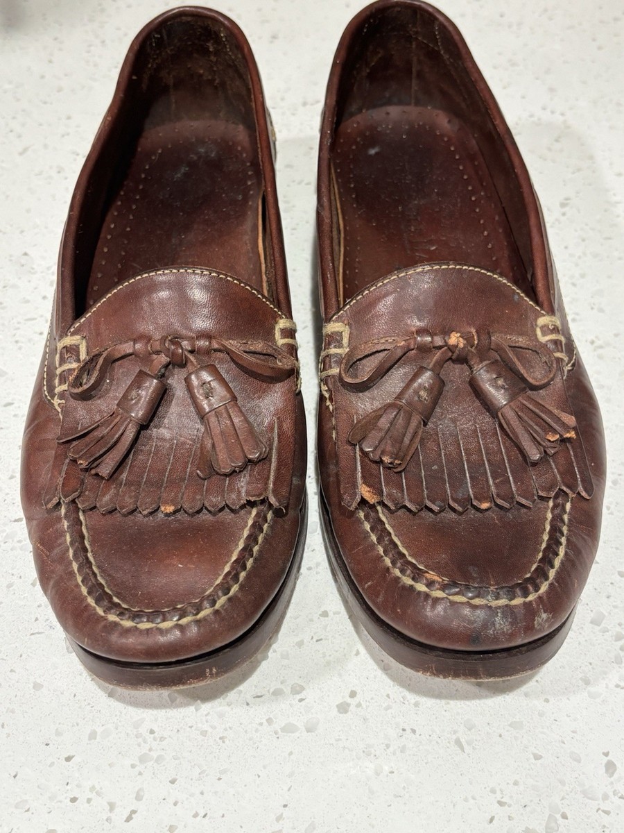 Vintage Cole Haan Country Tassle Brown Leather Loafers 11M  display picture 3