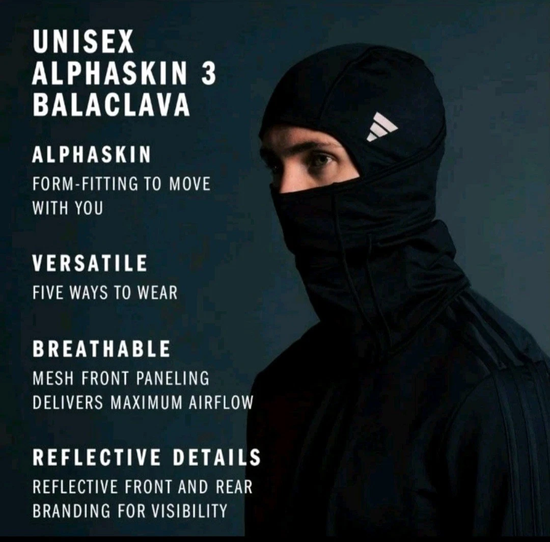 Adidas Alphaskin III Balaclava Black Hood Reflective Ski Mask | BRAND New Sealed
Opens in a new wind