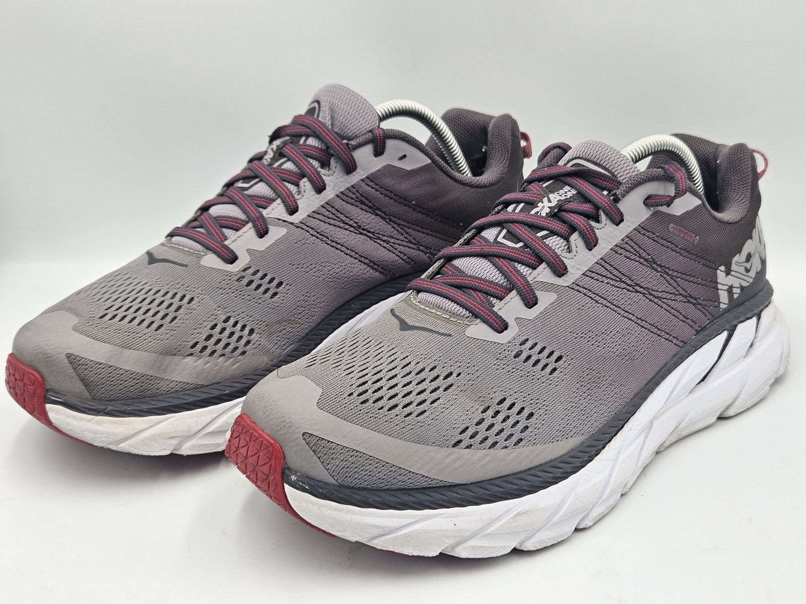 HOKA Clifton 6 Men’s Running Shoe Sneakers Red Gray SZ 9.5 2E thumbnail 2