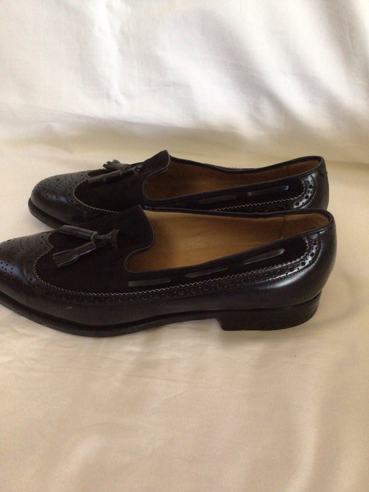 Mens Russell & Bromley Moreschi Black Leather & Suede Brogue Tassel Loafer Size image 2