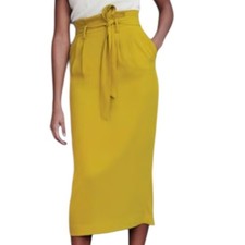 Boden Melina Paperbag Waist Midi Skirt Mustard Yellow Size 4 Preppy Old Money