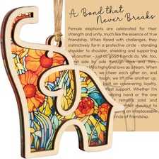 Gifts for Women, Friendship Elephant Ornament with Story Card, Flower