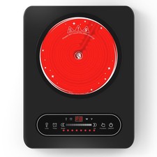 Single Burner Cooktop,110V 1800W Stove Top with LED Touch Control,10 Power Le...