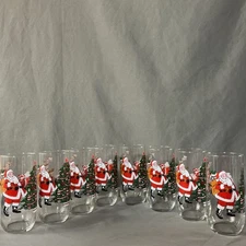 Vintage Luminarc Noel Christmas Tree Glasses /Tumblers 16oz. Set Of 8
