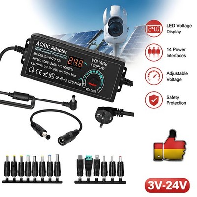 3V-24V Einstellbares Netzteil Universal Netzteiladapter 5A 120W Verstellbarer