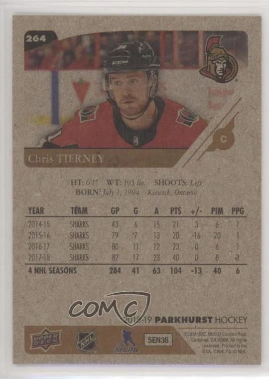 2018-19 Upper Deck Parkhurst Bronze Chris Tierney #264 - Image 2 of 2