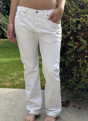 Levi Strauss 501 W34 L31 100% Cotton Straight Leg Jeans White Unisex