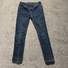 Lucky Brand Jeans Girls 12 Reg Blue Denim Zoe Skinny Adjustable Waist Dark Wash