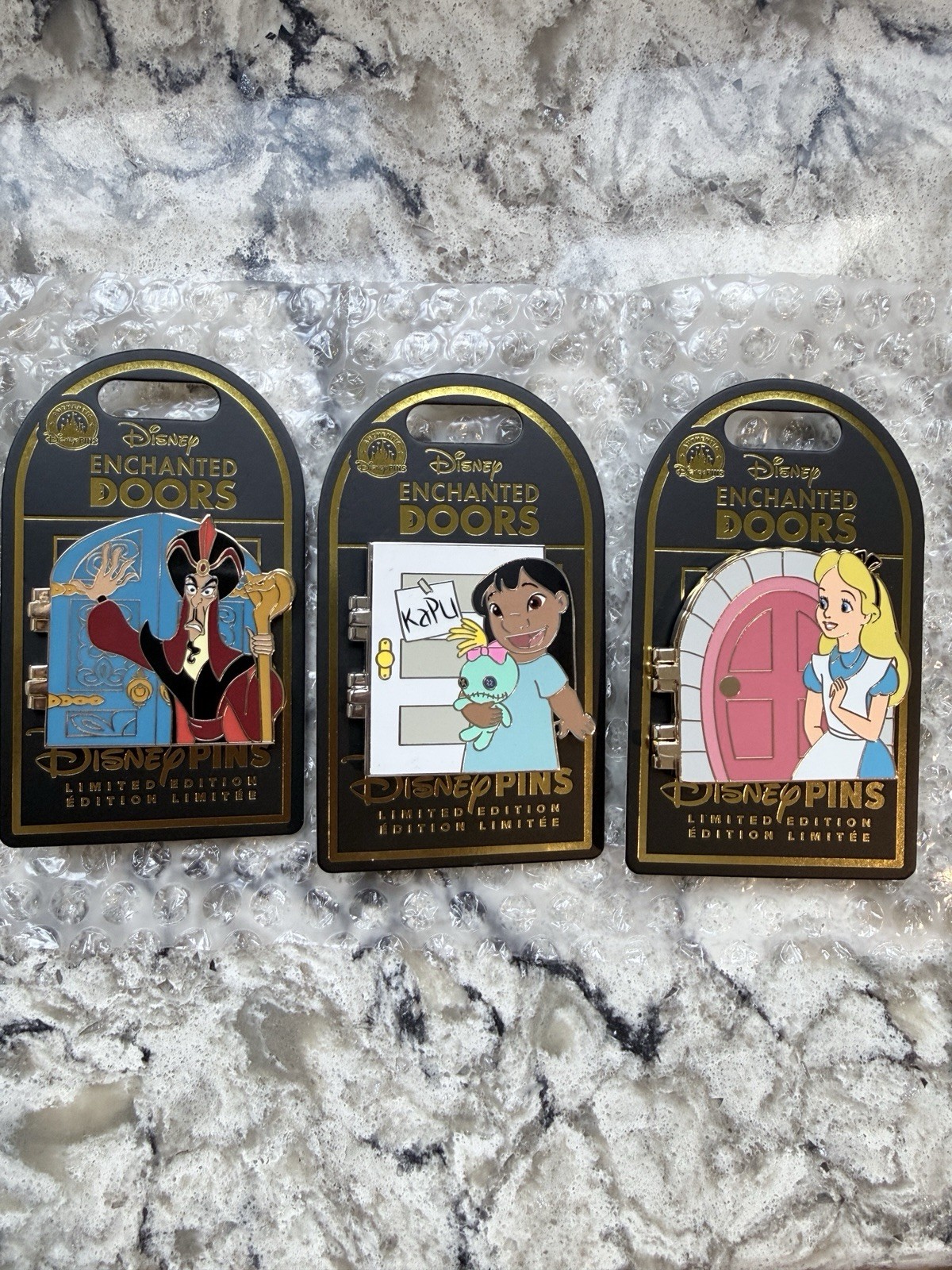2026 Disney Parks Pin Enchanted Doors Jafar/Iago & Lilo/Stitch & Alice/Rabbit