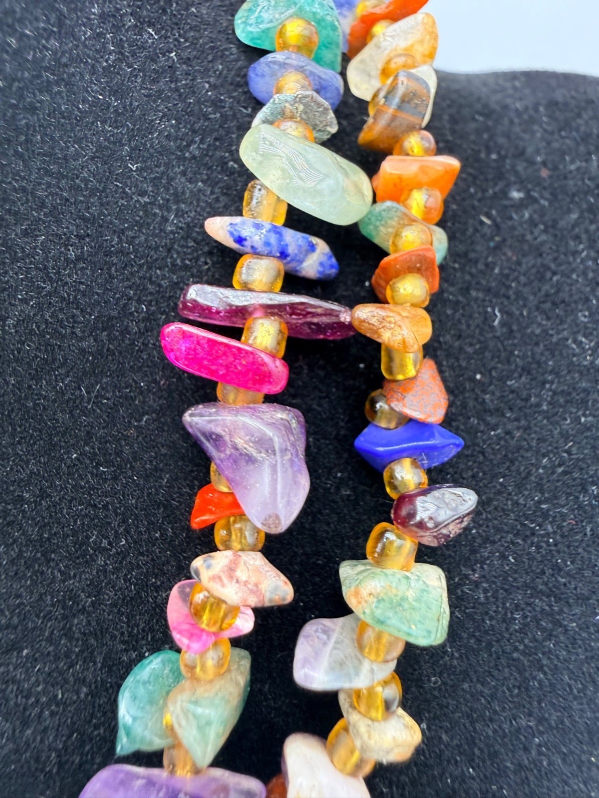 Multi Gemstone Polished Beaded Chip Necklace 35" … - image 8