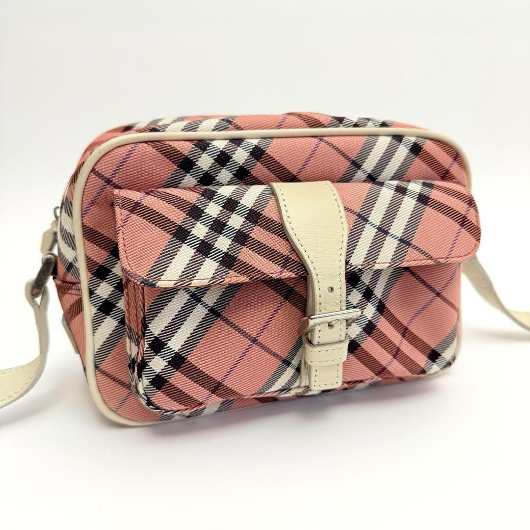 Burberry Blue Label Nova Check Shoulder Bag Canvas Pink Burberry Blue Label Nova Check Shoulder Bag Canvas Pink