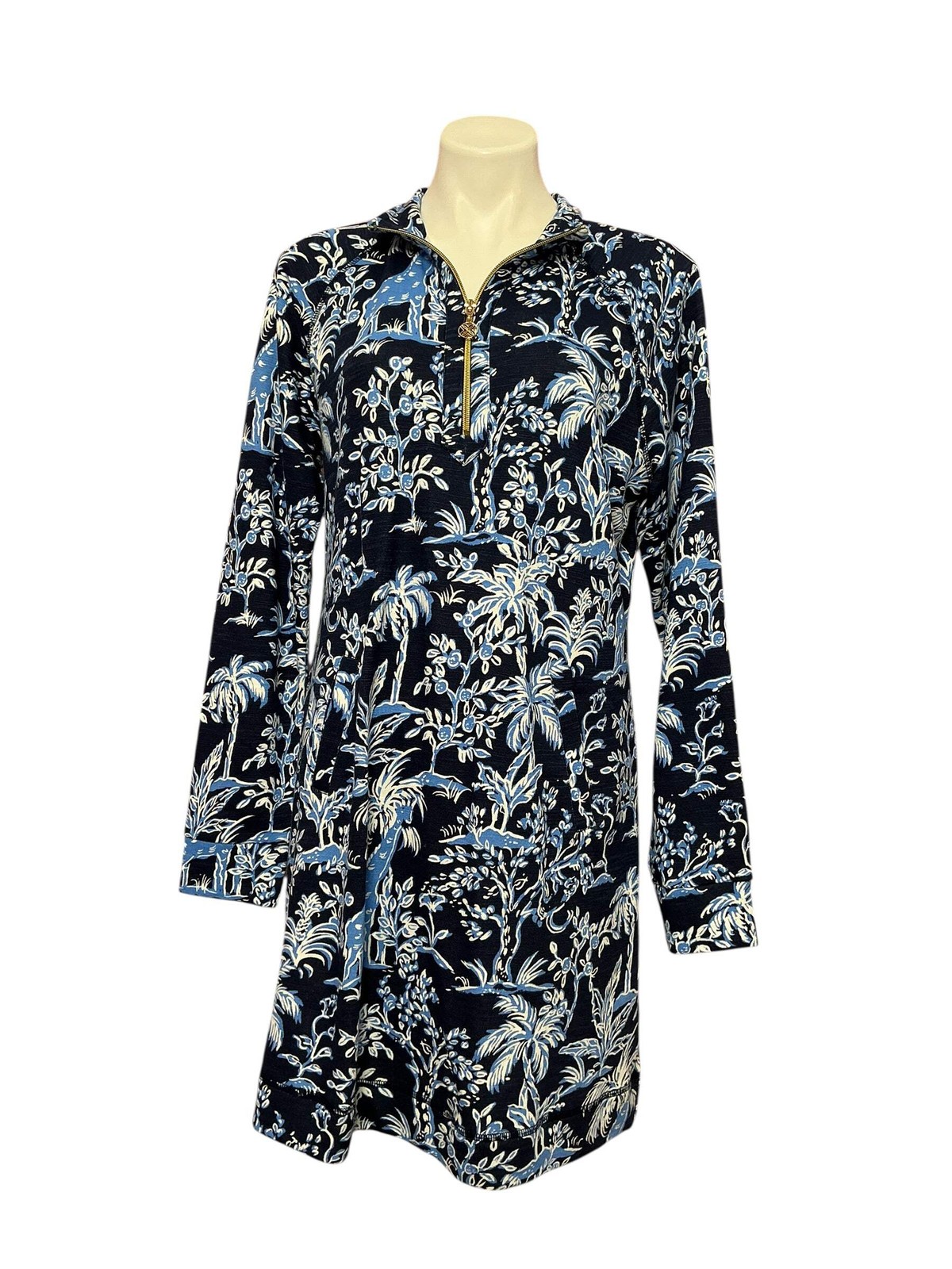 Lilly Pulitzer Ashlee Dress Low Tide Navy Tall Tales Size L