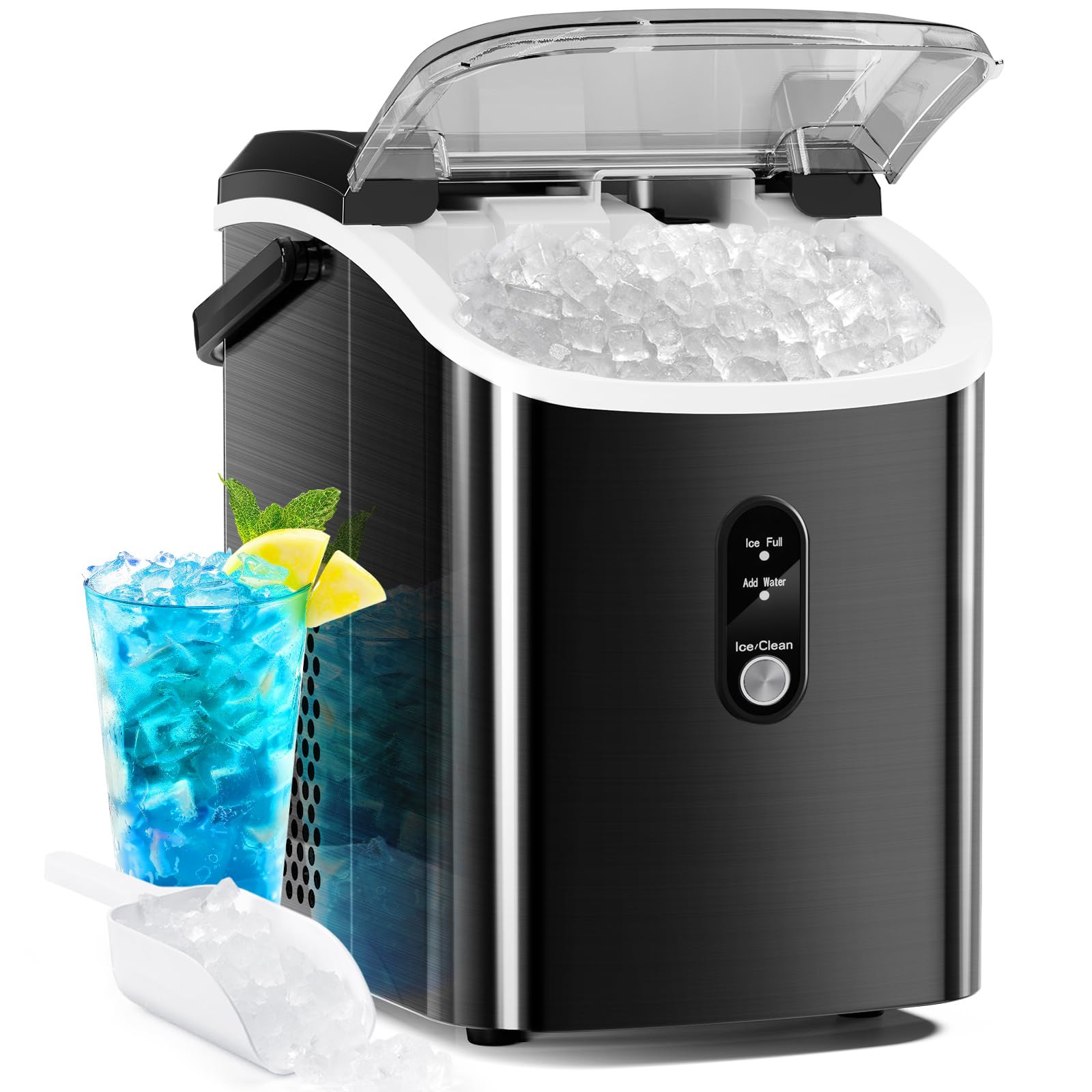 Nugget Countertop Ice Maker 34Lbs/24H with Soft Chewable Pebble Ice