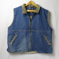 Wrangler Hero Denim Vest Men's size XL Sherpa Lined Corduroy Details Blue Cotton