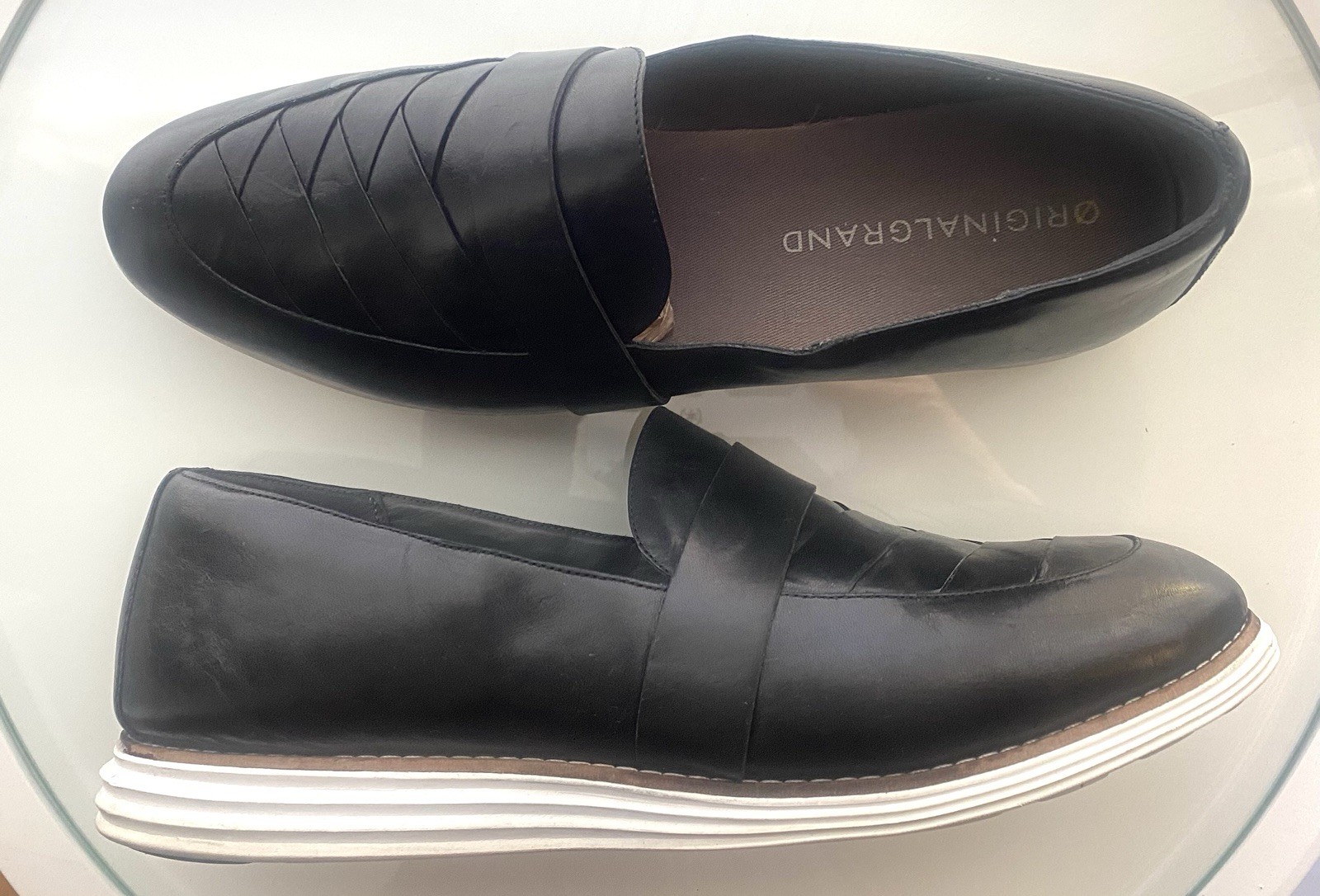 HTF Cole Haan 11 B Women Original Grand Black Leather Woven Slip On Shoes w15301