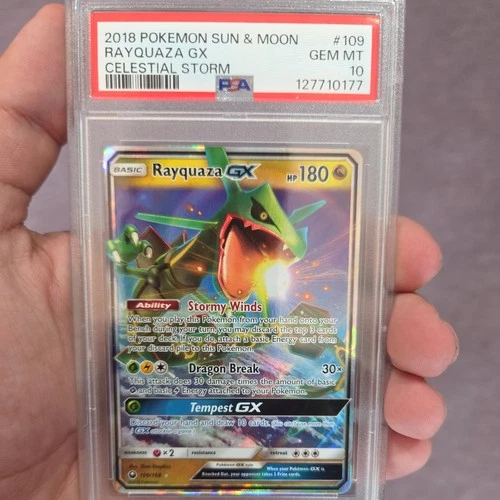 2018 Pokemon Celestial Storm Rayquaza GX 109 Full Art PSA 10 Low Pop Vault Asset
