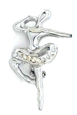 Vintage Silver Tone Ballet Dancer Brooch Pin