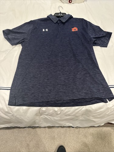 Under Armour Adult Auburn Tigers Navy Blue Dri Fit Logo Polo Shirt Sz XL
