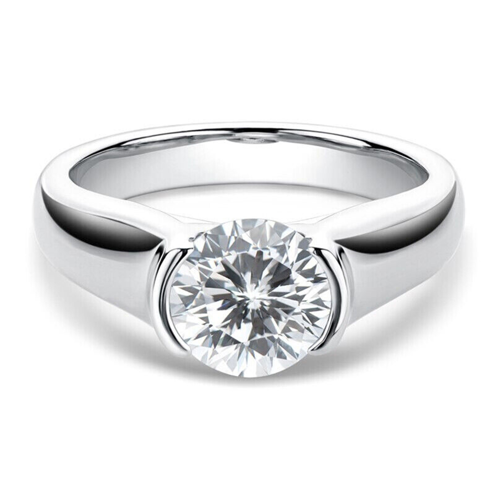 2 Ct Certified Real Moissanite Solitaitre Engagement Ring 10K White Gold