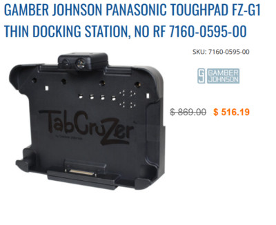 Gamber-Johnson 7160-0595-00 Panasonic Toughpad FZ-G1 THIN Docking Station, No RF