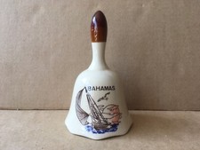 Vintage Bahamas Sailboat Scene Ceramic Bell, Japan, 5.75" Height, 3.25" Diam