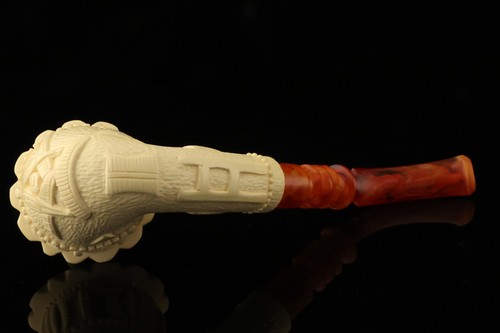 srv - Freemasonry Topkapi Block Meerschaum Pipe with fitted case 15358t - Picture 8 of 11
