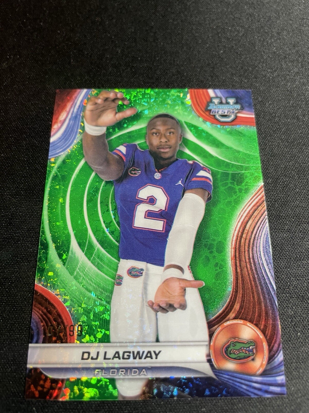 2024 Bowman University Best DJ Lagway Green Mini-Diamond /99 Florida Gators