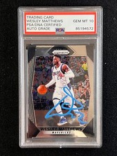 2017-18 Panini Prizm #95 Wesley Matthews Signed Card AUTO 10 PSA Slabbed Maveric