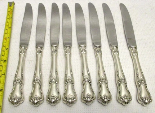 Set 8 LUNT STERLING SILVER  925 KNIVES Memory Lane No Mono
