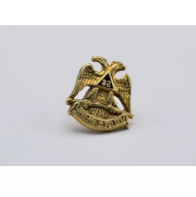 Antique Double Headed Eagle Masonic Pin In Yellow Gold