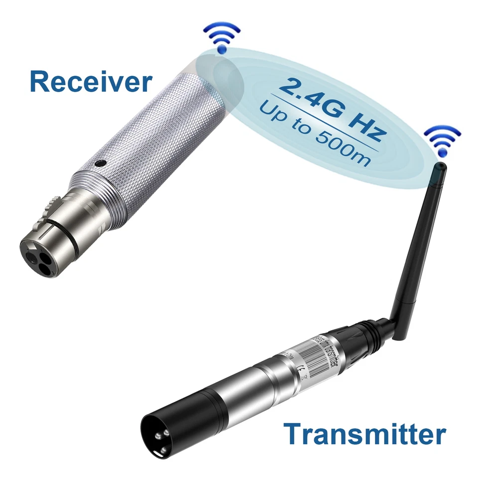 2.4G Wireless Rechargeable Receiver DMX512 XLR Transmitter Set For Stage Lights - Image 2 of 4