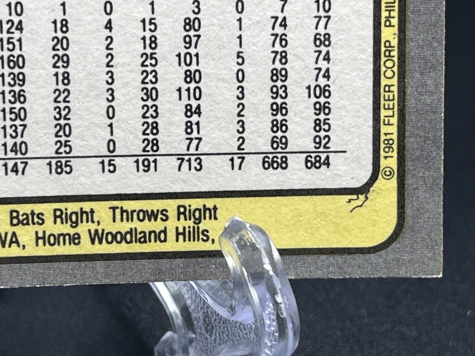 1981 Fleer #126 Ron Cey - Small Fingers on Back Error/Variation Lot of ...