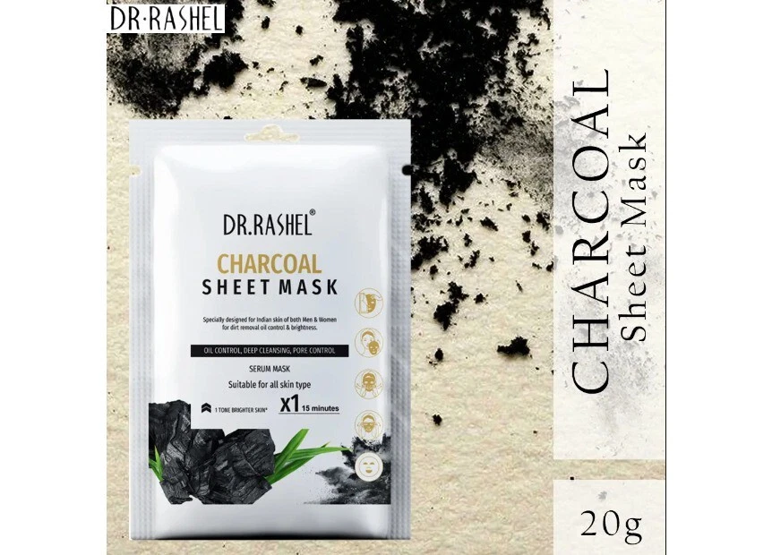 DR.RASHEL Charcoal Face Sheet Mask With Serum For Women and Men 20g - Image 2 of 3