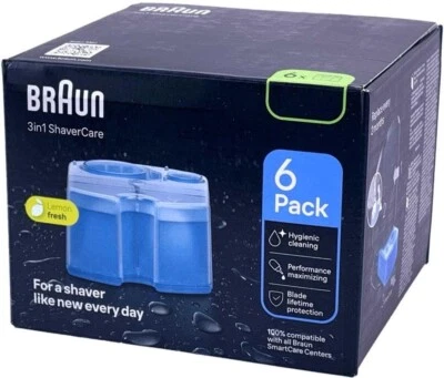 Braun CCR6 Clean & Renew Men's Shaver Hygienic Cleaning Refill Cartridge Pack 6