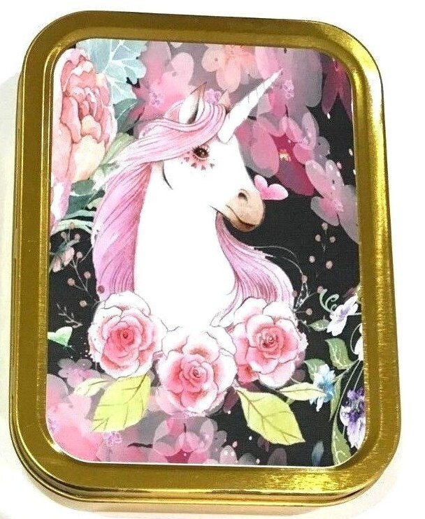 2 OZ TOBACCO TIN UNICORN PILL TIN,BAIT TIN,SEWING TIN,BACCY TIN, STASH CAN 