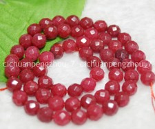 Natural 8mm Faceted Red Jade Round Beads Gemstone Loose Beads 15" Strand