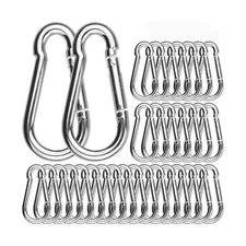 100 Pack Spring Snap Hook, Carabiner Clip Galvanized Steel, Silver Quick Link...