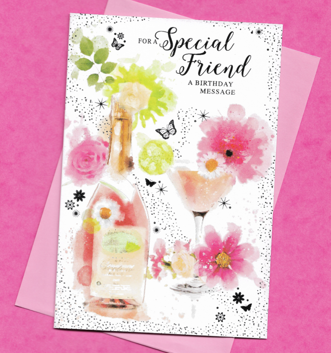 Special Friend Birthday Card Female Prosecco Champagne Cocktail Party 19x13cm