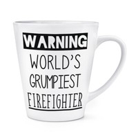 Warnung World's Grumpiest Feuerwehrmann 341Ml Latte Becher Tasse Toll Beste