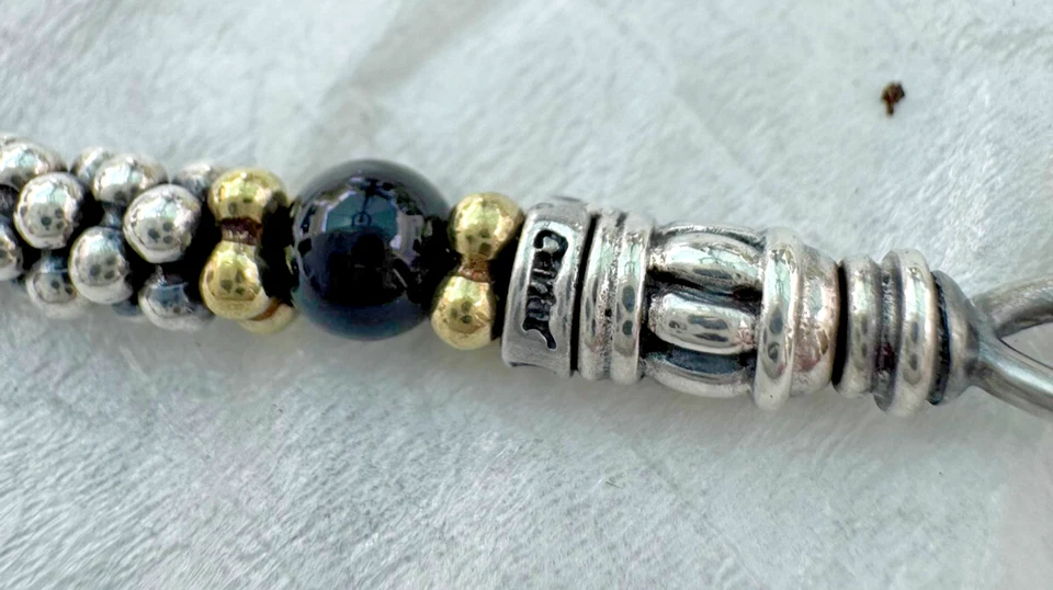 Collar Gargantilla De Colección Caviar Lagos Plata de Ley 925 750 Oro 18 quilates Ónix Cuentas Foto 4 de 4