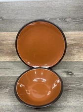 VTG Mikasa Terra Stone Cinnamon 9.25" Serving Bowl & 12.25" chop plate ~Set of 2